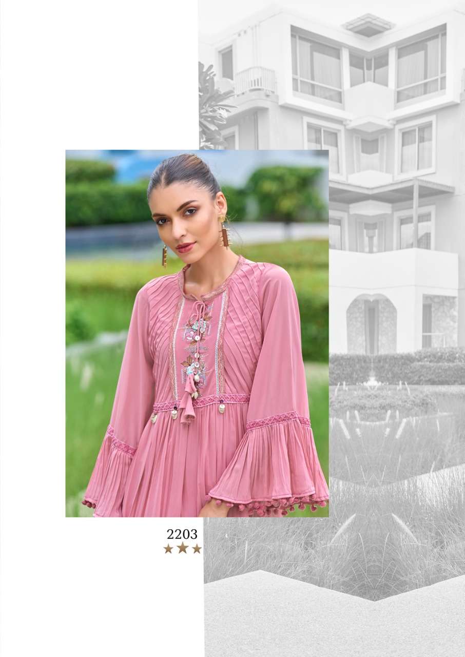 S3forever-tunic Vol 1-fabric-georgette-heavy Foxs-embroiderwork-kurti- Heavy-royal Crape-inner-2203-c2